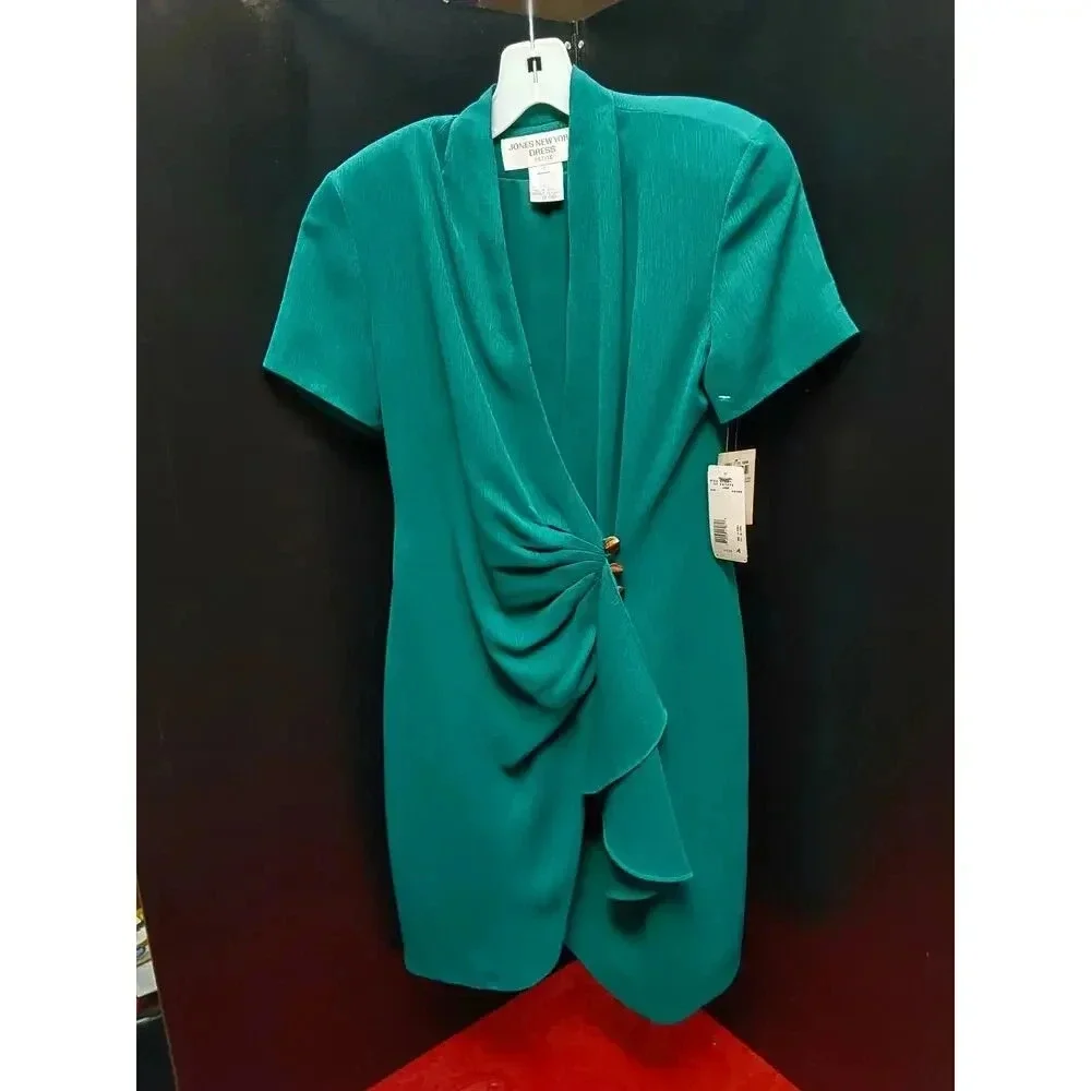Ladies New Wrap Dress Teal Jade Size 4 Petite By Jones New York $152.00